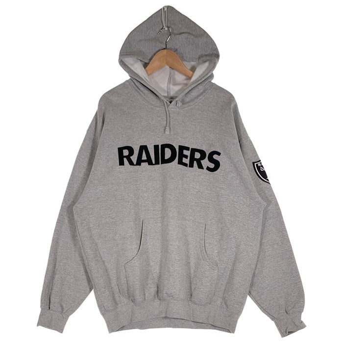 90's majestic マジェスティック RAIDERS レイダース NFL プルオーバー フーディー パーカー グレー カナダ製 Size XL 福生店
