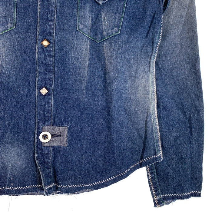 LEVI'S リーバイス ショートホーン デニムウエスタンシャツ インディゴ 復刻 USED/ダメージ加工 レディース2 Size S 福生店