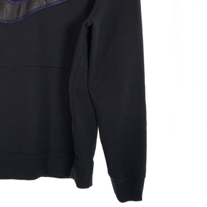 SUPREME シュプリーム 19AW NIKE ナイキ Leather Applique Hooded Sweatshirt レザーアップリケ プルオーバースウェットパーカー ブラック CK6225-010 Size M 福生店