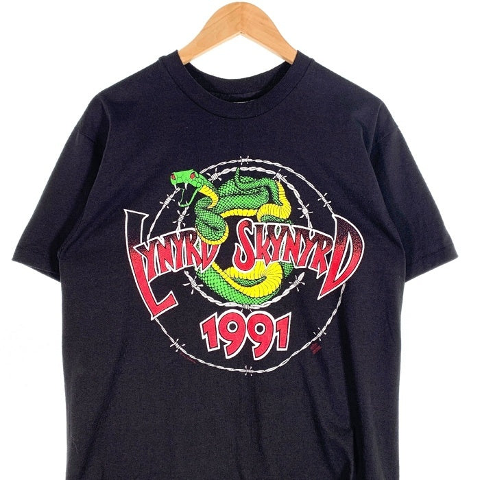 90's LYNYRD SKYNYRD レーナードスキナード 1991ツアー プリントTシャツ ブラック Hanes 1991コピーライト Size L 福生店