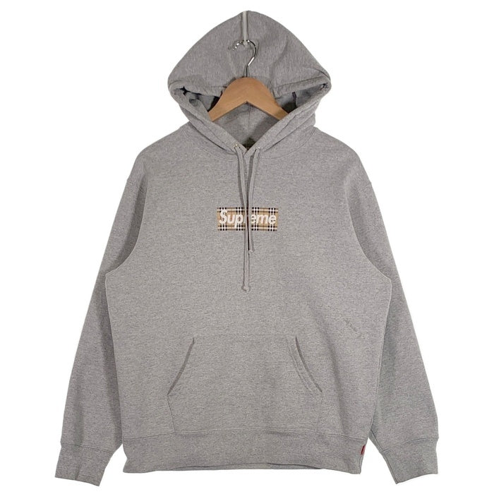 SUPREME シュプリーム BURBERRY バーバリー 22SS Box Logo Hooded Sweatshirt ボックスロゴ プルオーバー フーディー パーカー グレー カナダ製 Size S 福生店