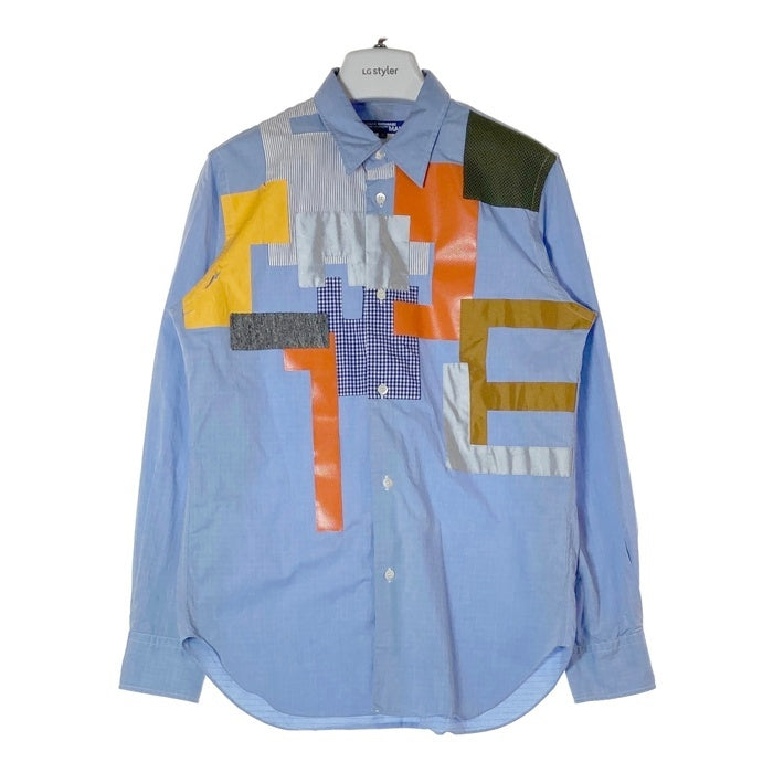 JUNYA WATANABE COMME des GARCONS MAN ジュンヤワタナベ コムデギャルソンマン WR-B043 AD2016 ドビー柄 異素材パッチワーク 長袖シャツ サックスブルー sizeS 瑞穂店