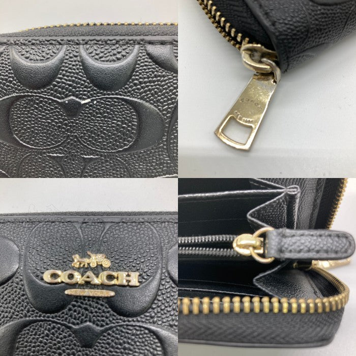 COACH コーチ F53834 シグネチャー ラウンドファスナー 長財布 ブラック 瑞穂店