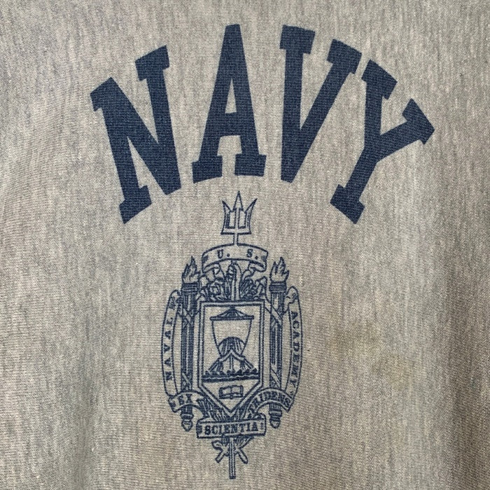 70's Champion チャンピオン U.S.NAVY リバースウィーブ クルーネックスウェットトレーナー グレー 赤単色タグ Size M 福生店