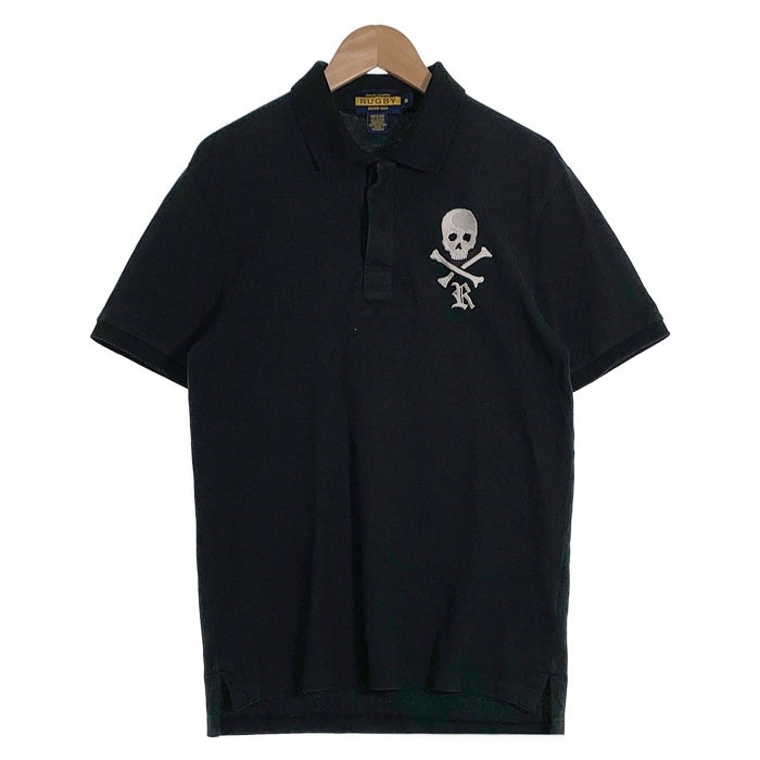 RALPH LAUREN RUGBY ラルフローレンラグビー スカルボーン刺繡 ポロシャツ 鹿の子 半袖 ブラック Size M 福生店