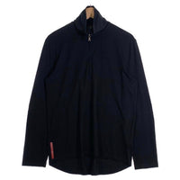 PRADA SPORT プラダスポーツ ハーフジップ プルオーバートップ 長袖 ブラック ポリエステル ラバーパッチ Size L 福生店