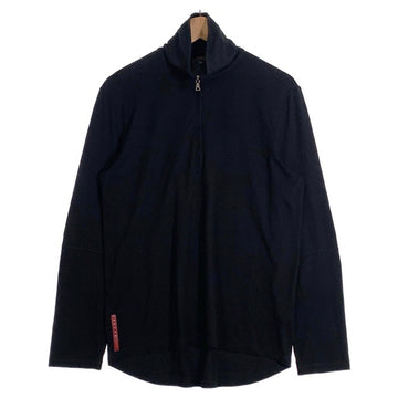 PRADA SPORT プラダスポーツ ハーフジップ プルオーバートップ 長袖 ブラック ポリエステル ラバーパッチ Size L 福生店