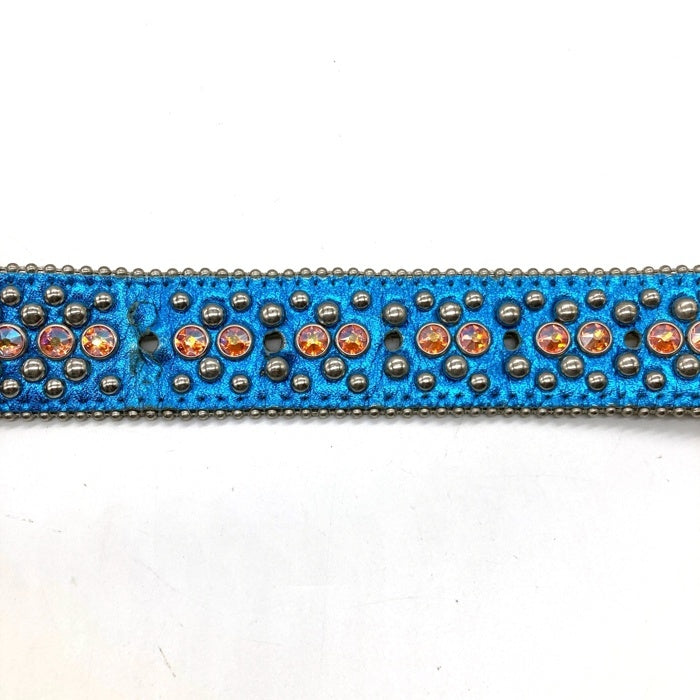 b.b.simon ビービーサイモン スタッズ レザーベルト ブルー オレンジ 6000 Size 36 瑞穂店