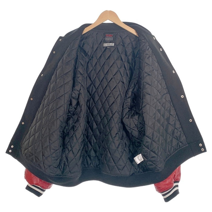 FUBU フブ GALFY ガルフィー ワッペン スタジャン 袖フェイクレザー 中綿 レッド ブラック Size XL 福生店