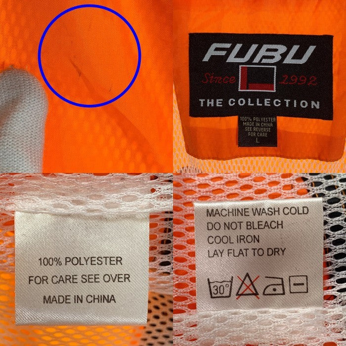 90-00's FUBU フブ サイドライン トラックジャケット ジップアップ オレンジ フード収納 Size L 福生店