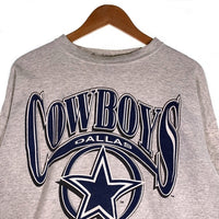 90's NFL ダラス・カウボーイズ プリント クルーネックスウェットトレーナー グレー LOGO7 USA製 Size XL 福生店
