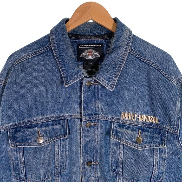 Harley-Davidson ハーレーダビッドソン バー&シールド デニムジャケット バック 刺繡ロゴ ライトブルー Size XL 福生店