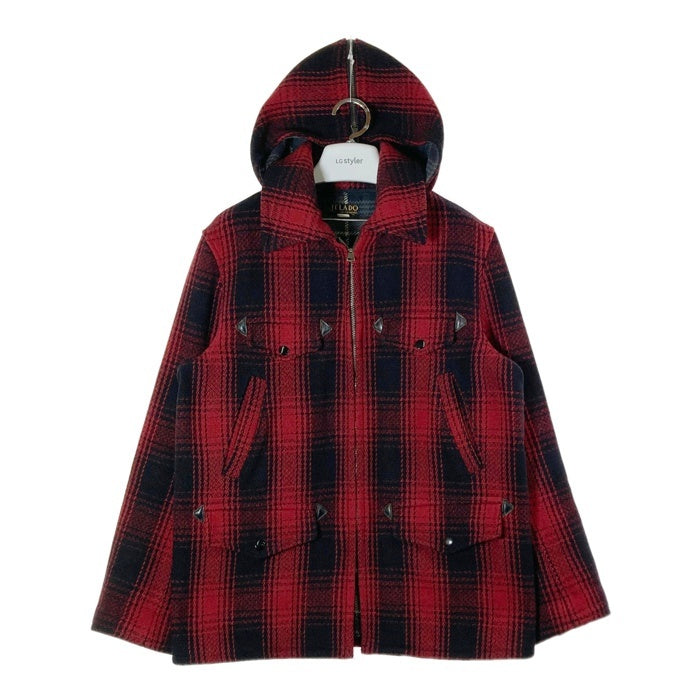 JELADO ジェラード Wool Hunting Jacket ウールハンティングジャケット フード付 チェック レッド size38 瑞穂店