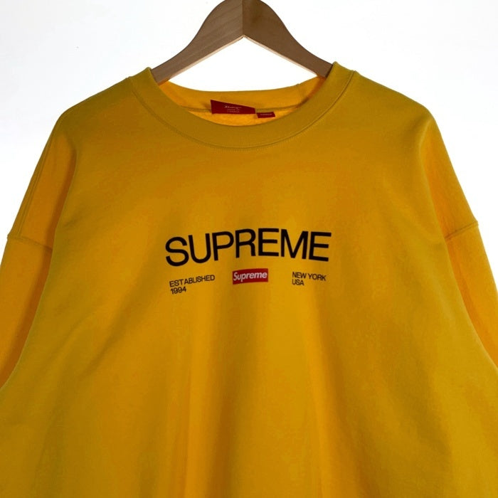SUPREME シュプリーム 24SS Established Crewneck エスタブリッシュド クルーネックスウェットトレーナー プリント イエロー Size XL 福生店