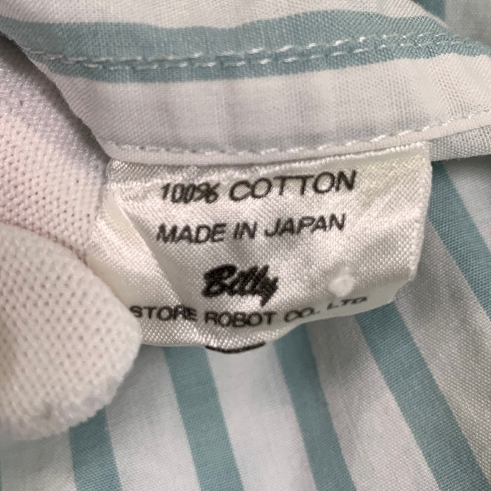 Billy A STORE ROBOT ビリー アストアロボット ストライプ コットンシャツ ホワイト ミントグリーン 日本製 Size M-L 相当 福生店