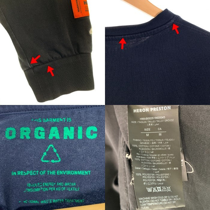 HERON PRESTON ヘロンプレストン 刺繡 ロングスリーブTシャツ ブラック HMAB002S19600045 Size M 福生店
