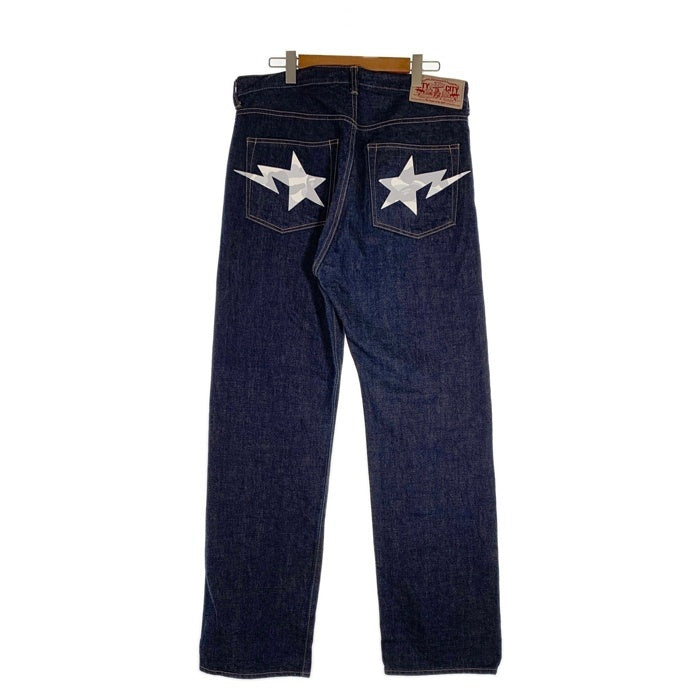 A BATHING APE アベイシングエイプ ベイプスタカモプリント テーパードデニムパンツ ジーンズ インディゴ Size XL 福生店