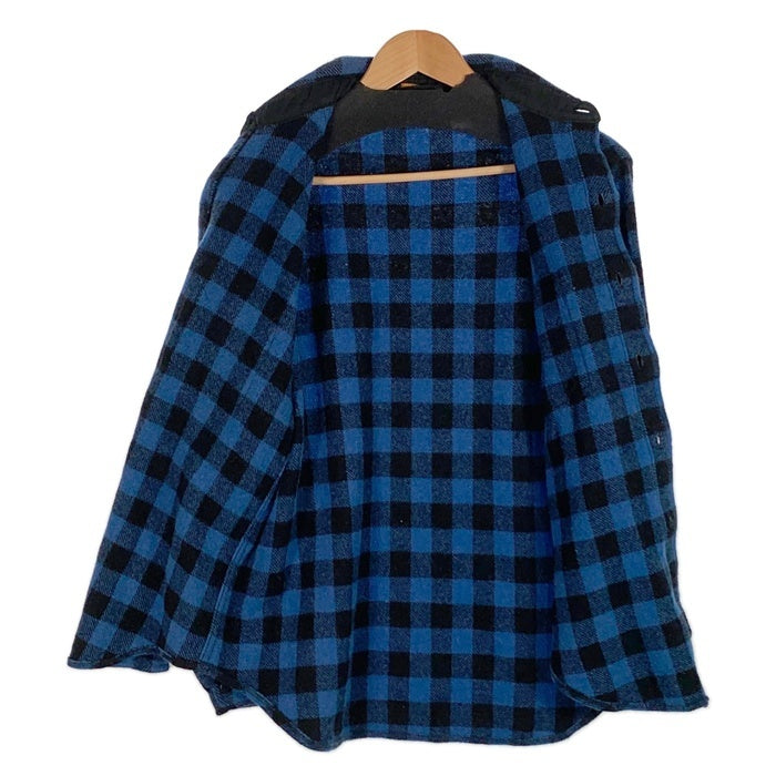 80's Woolrich CLASSIC ウールリッチ ブロックチェック ウールシャツ ブルー ブラック Size M-L 相当 福生店