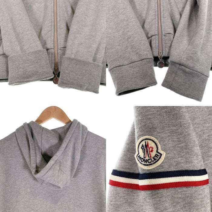 MONCLER モンクレール MAGLIA CARDIGAN ジップアップ スウェットパーカー グレー トリコロールライン ワッペン Size M 福生店