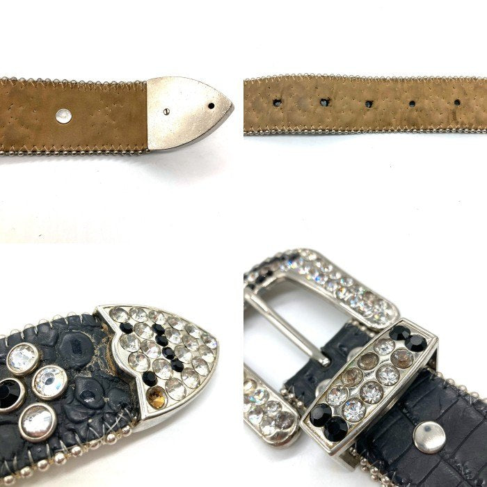 b.b.simon ビービーサイモン スタッズ レザーベルト ブラック Size 36 瑞穂店