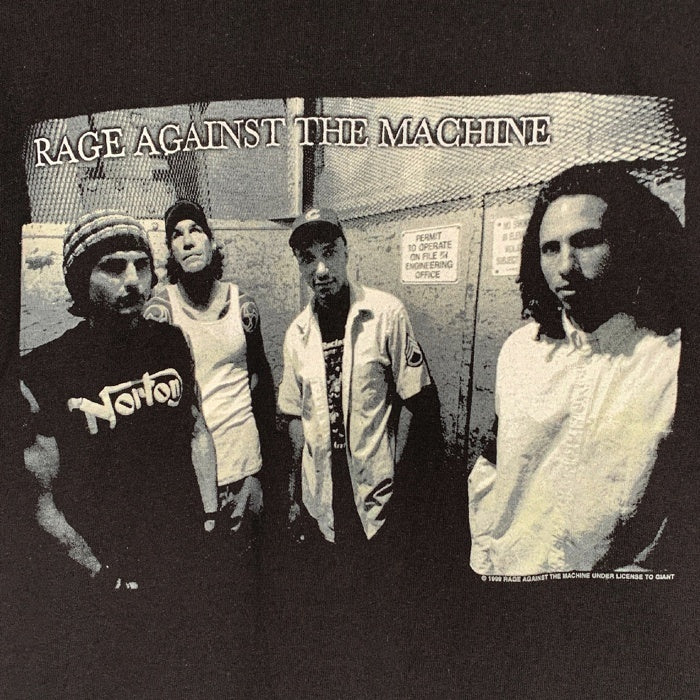 90-00's RAGE AGAINST THE MACHINE レイジアゲインストザマシーン フォトプリントTシャツ ブラック 1999コピーライト Tour Champ Size L 福生店