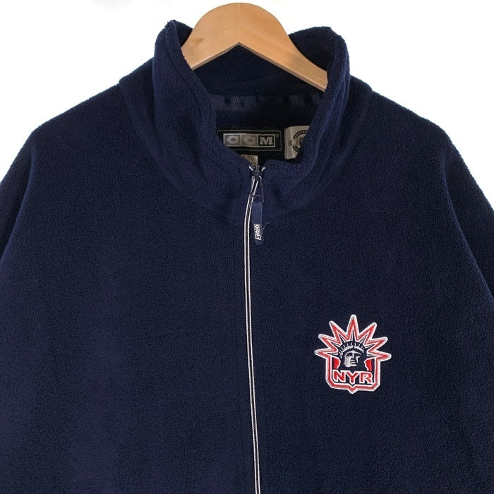 CCM シーシーエム Newyork Rangers ニューヨーク レンジャース NHL ジップアップ フリース ジャケット ネイビー カナダ製 Size XL 福生店