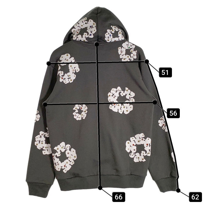 DENIM TEARS デニムティアーズ 24SS Rhinestone Cotton Wreath Zip Hoodie ラインストーン コットンリース ジップフーディ スウェットパーカー ヴィンテージブラック Size M 福生店
