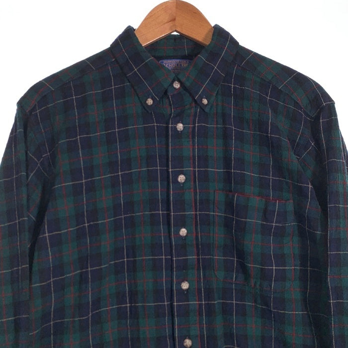 70-80's PENDLETON ペンドルトン SIR ボタンダウン ウールチェックシャツ グリーン USA製 Size XL 福生店