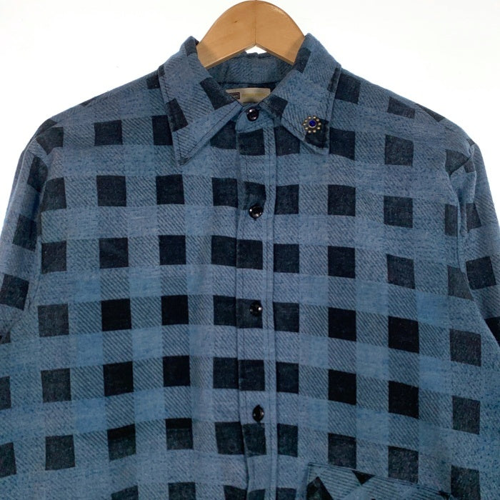 70`s Sears シアーズ Denim doctors デニムドクターズ リメイク プリントフランネルシャツ フラワースタッズ ブルー Size M 相当 福生店