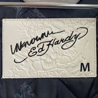 UNKNOWN LONDON アンノウンロンドン × EDHARDY エドハーディー MultiPatchesLeatherJacket フェイクレザージャケット 刺繍 プリント ホワイト sizeM 瑞穂店