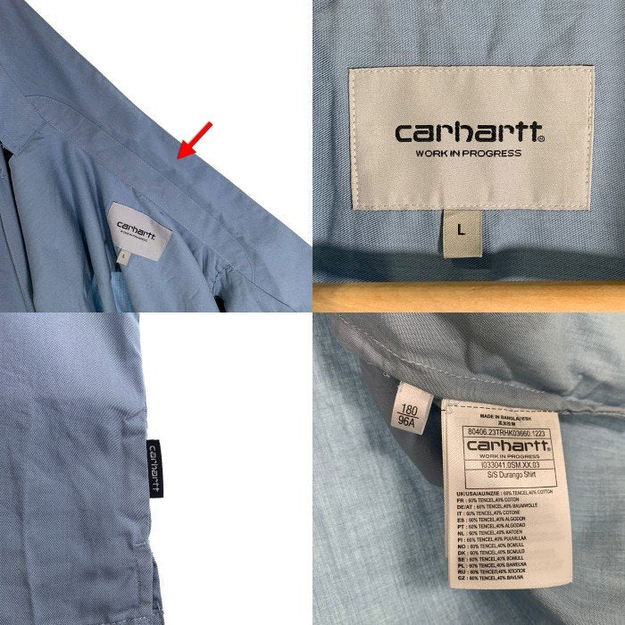 Carhartt WIP カーハートワークインプログレス S/S DURANGO SHIRT オープンカラー 半袖 シャツ ライトブルー ブラック I033041 Size L 福生店