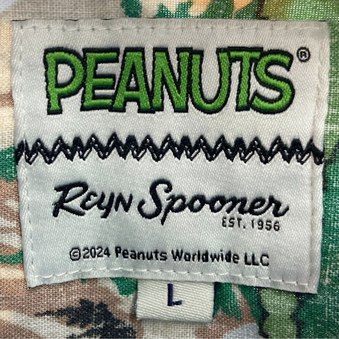 Reyn Spooner レインスプーナー PEANUTS ピーナッツ 裏地使い 片ポケット ボタンダウン コットン アロハシャツ ブルー sizeL 瑞穂店
