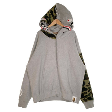 A BATHING APE アベイシングエイプ Giant Shark Full Zip Hoodie ジャイアント シャーク フルジップ スウェットパーカー グレー 001ZPG701018X Size 2XL 福生店