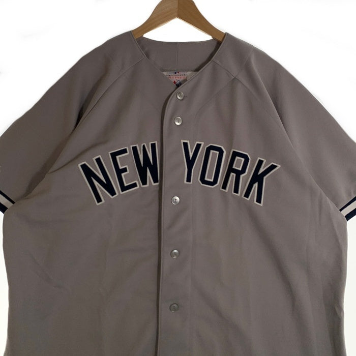 90's majestic マジェスティック Newyork Yankees ニューヨーク ヤンキース 半袖 ベースボールシャツ グレー Size XL 福生店