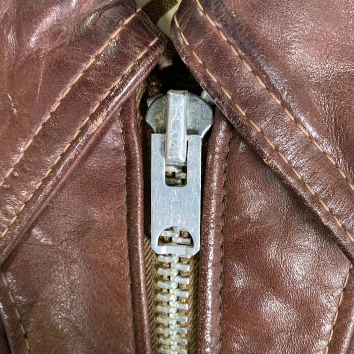 70's~ Schott ショット レザーライダースジャケット ブラウン 襟付 ボアライナー付 USA製 Size 42 福生店