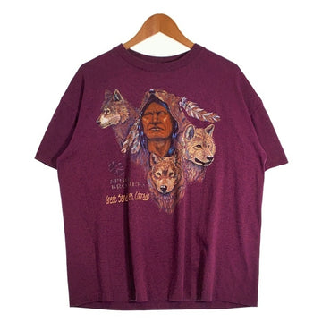 90's SPIRIT BROTHERS インディアン プリントTシャツ パープル USA製 Hef-T Size XL 福生店