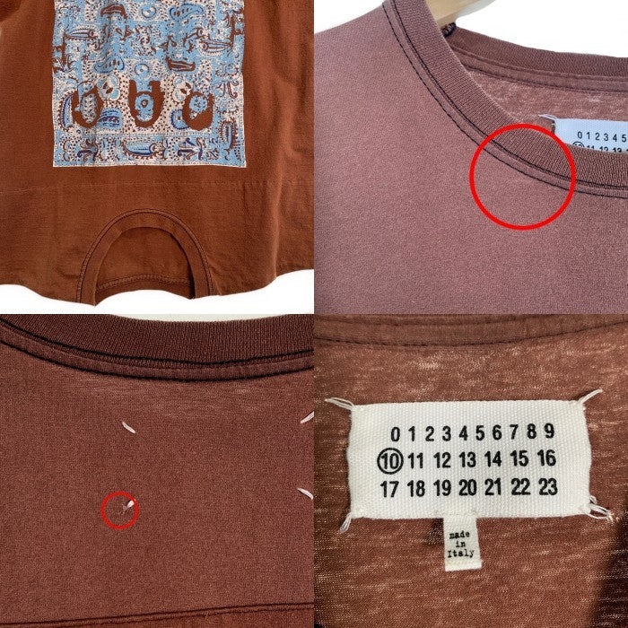 Maison Martin Margiela メゾンマルタンマルジェラ 13SS プリント ドッキングTシャツ ブラウン S30GC0410 Size F 福生店