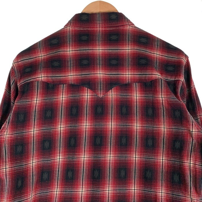 THE FLAT HEAD フラットヘッド 長袖 オンブレチェック ウエスタンシャツ ネイティブ柄 レッド CW-44W Size 38 福生店