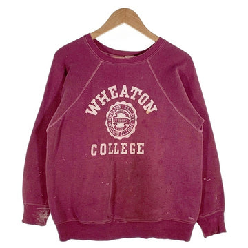 60's Champion チャンピオン WHEATON COLLEGE プリント ラグランスリーブ クルーネックスウェットトレーナー バーガンディ C中ランタグ Size L 福生店