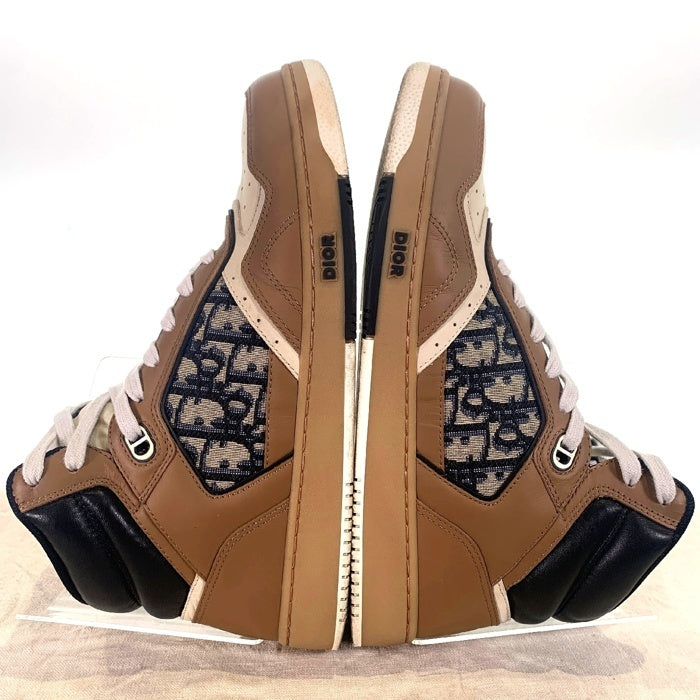 Dior HOMME ディオールオム オブリーク ミッド レザースニーカー ブラウン ホワイト DC1121 Size 42 (26-27cm) 福生店