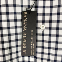 BANANA REPUBLIC バナナリパブリック CAMDEN FIT コットンチェックシャツ 長袖 ホワイト ブラック Size M 福生店