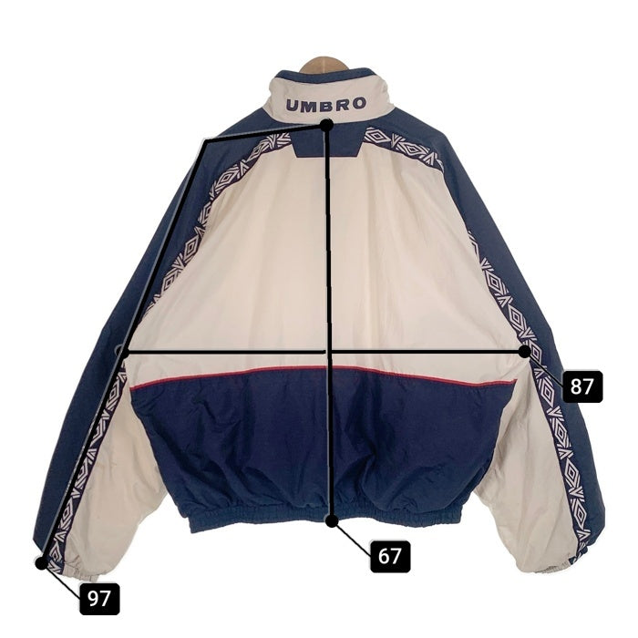 90`s UMBRO アンブロ ナイロン トラックジャケット ホワイト ネイビー レッド Size XXL 福生店
