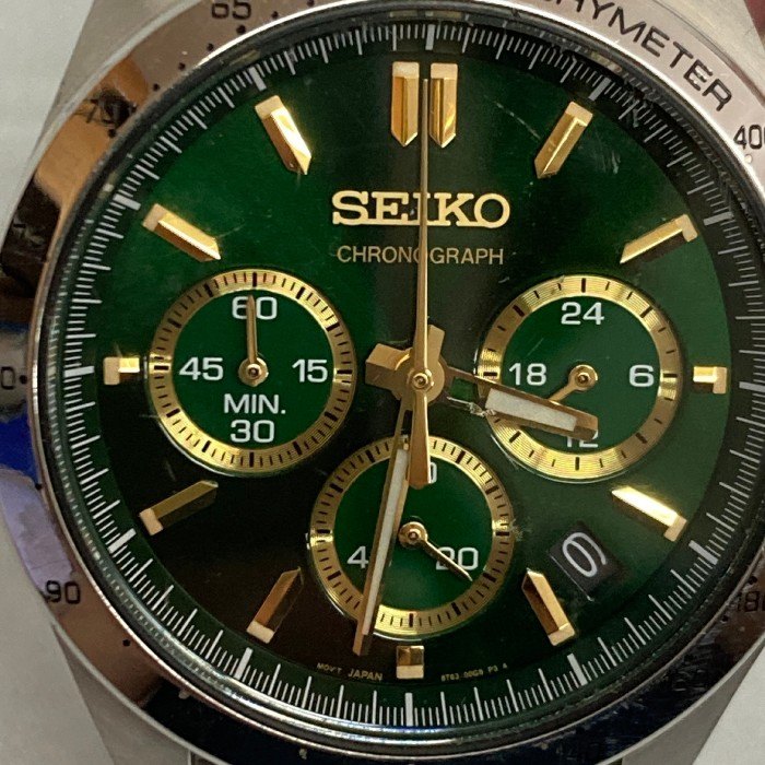 SEIKO セイコー 8T63-0000 クロノグラフ クォーツ 腕時計 アナログ ステンレス グリーン文字盤 瑞穂店
