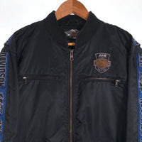 Harley-Davidson ハーレーダビッドソン 115周年記念 ナイロン レーシングジャケット サイドライン ブラック Size L 福生店