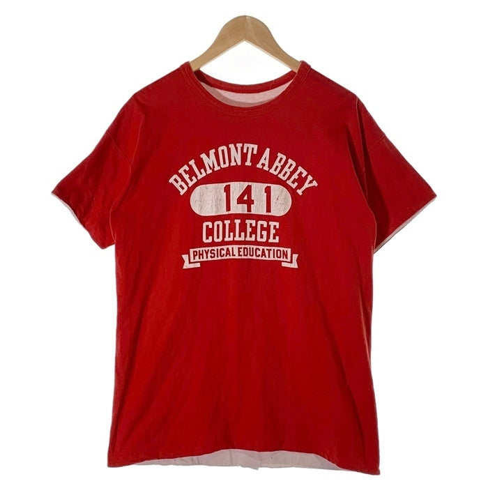 70's Champion チャンピオン BELMONT ABBEY COLLEGE リバーシブルTシャツ レッド ホワイト USA製 バータグ Size L 福生店