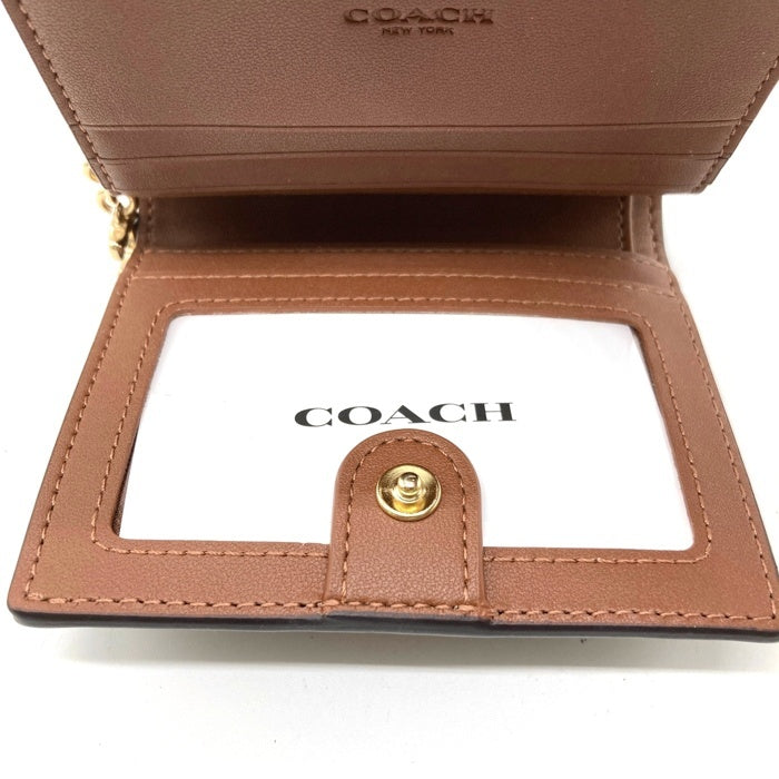 COACH コーチ C3309 シグネチャーキャンバス スナップウォレット 二つ折り財布 ブラウン 瑞穂店