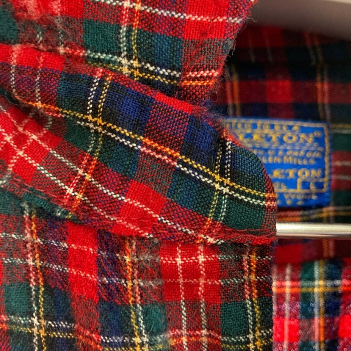 SIR PENDLETON サー ペンドルトン 70's USA製 ウールシャツ 片ポケット タータンチェック レッドxブルー sizeL 瑞穂店