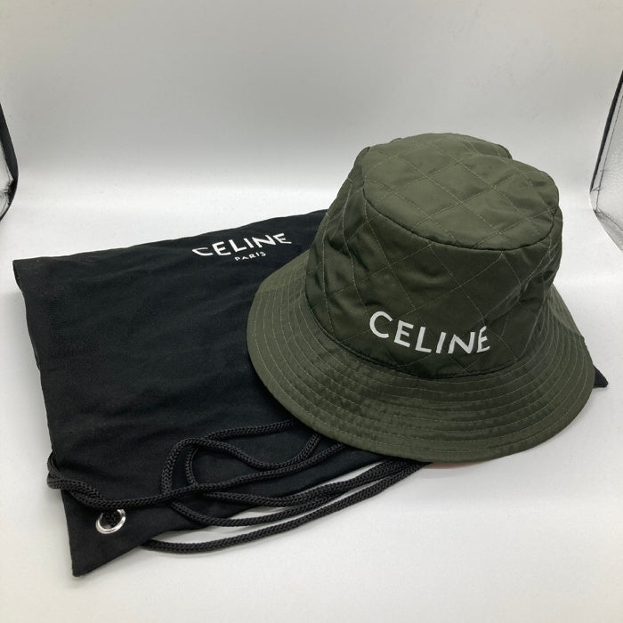 CELINE セリーヌ 2AUB0930C キルティング バケットハット オレンジ×カーキ sizeM 瑞穂店