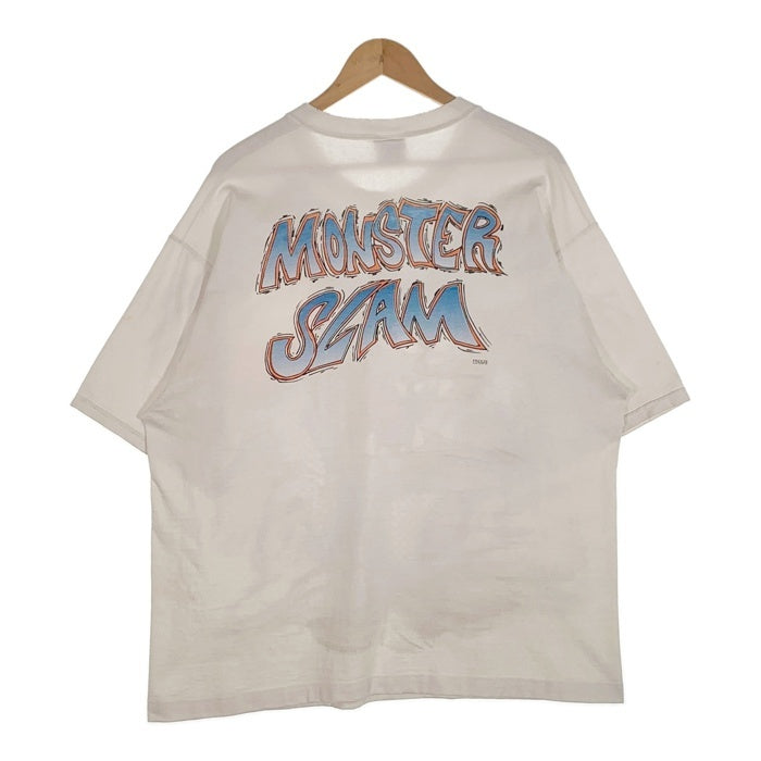 90's LOONEY TUNES ルーニー・テューンズ MONSTER SLAM プリントTシャツ タズマニアンデビル 袖裾ダブル ホワイト 1996コピーライト Size XL 福生店