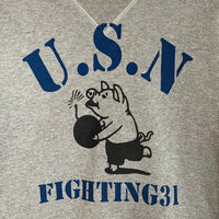 STUDIO D'ARTISAN ステュディオダルチザン 両V U.S.N プリント スウェットクルーネックトレーナー グレー Size M 福生店